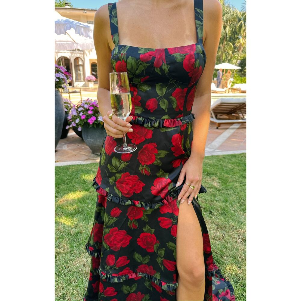 Show Me Your Mumu Lady Corset Maxi Dress in Send Me Roses XS NWT